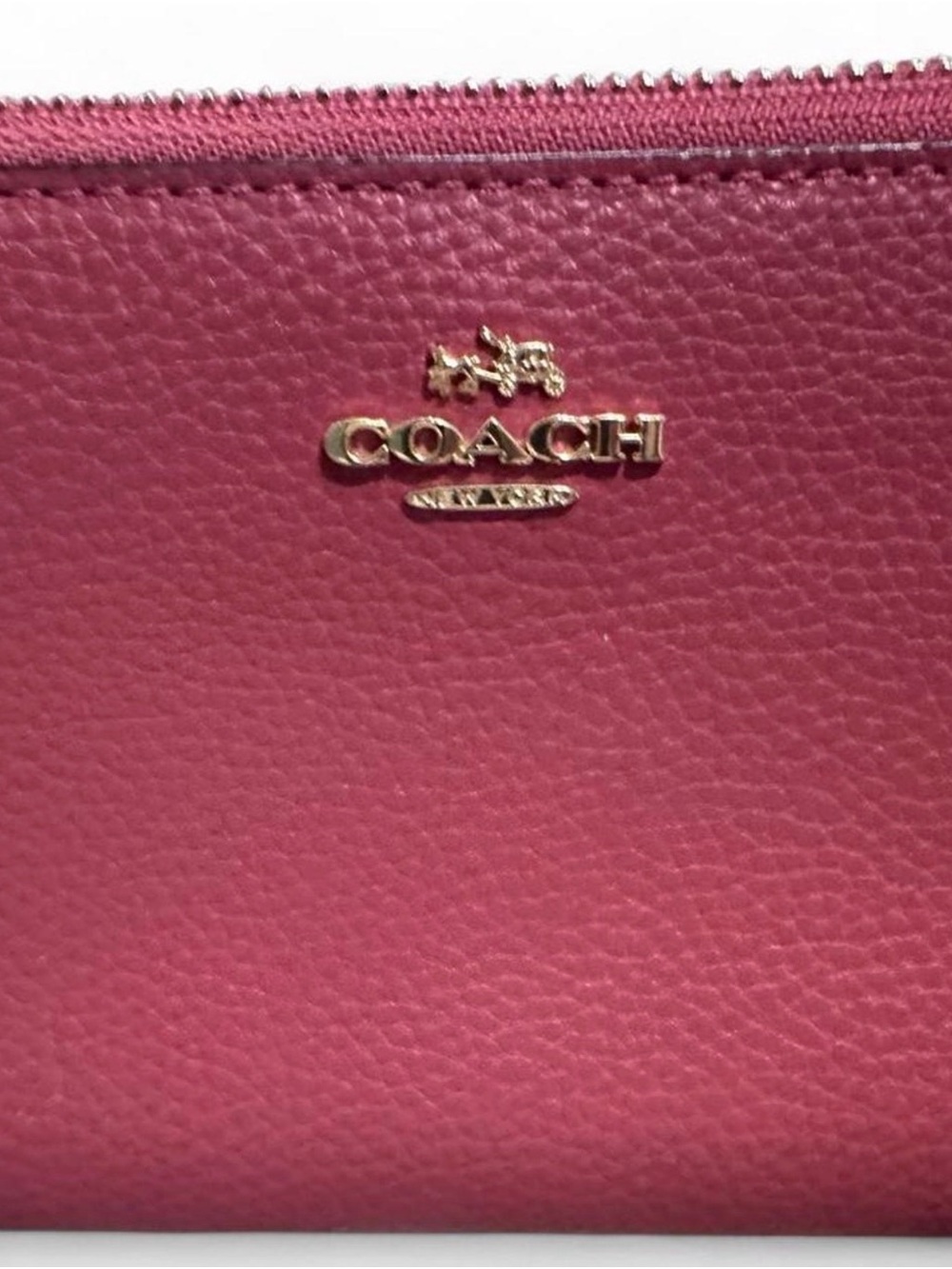 Coach Pebbled Leather Zip Wallet - Raspberry - Picture 7 of 7
